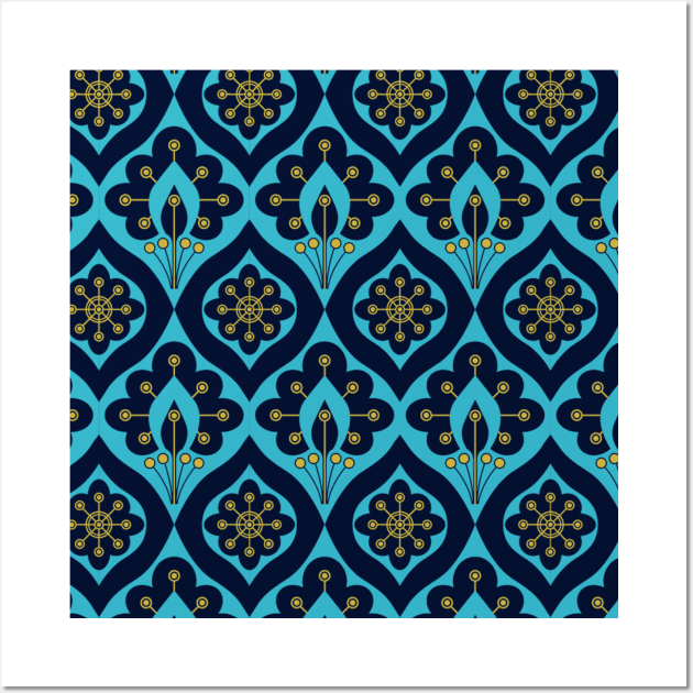 blue and gold pattern Wall Art by JB's Design Store